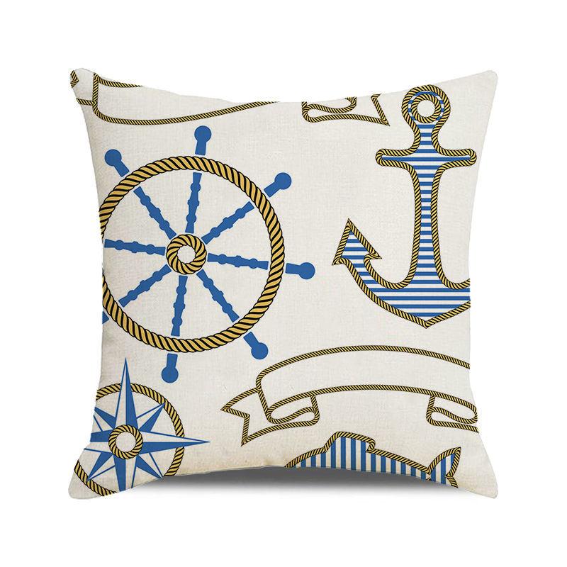 Watercolor Maritime-themed Logo Digital Printing Short Plush Pillow Covers for Car Sofa Office Cushion Cover Home Goods