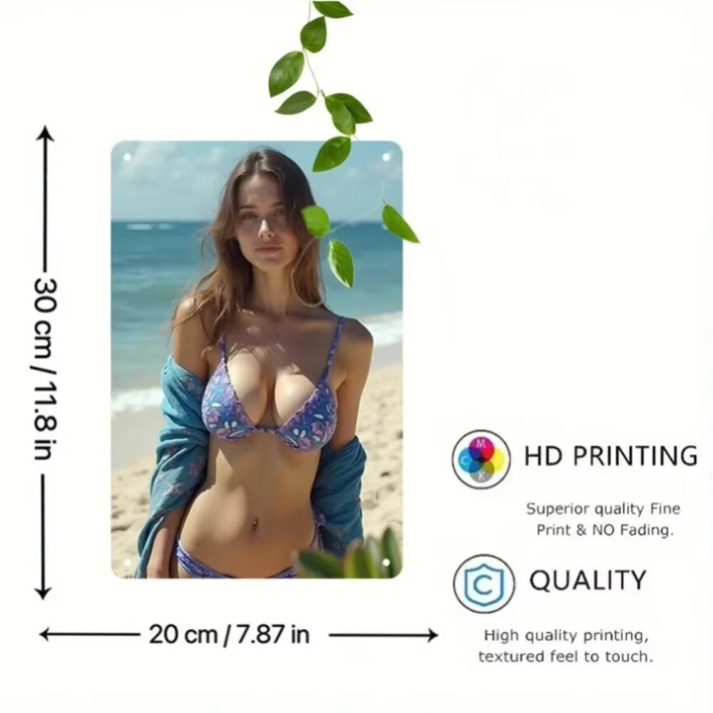 Vintage Metall-Wandkunst Küste Retro Strandmädchen Eisenmalerei Heimdeko