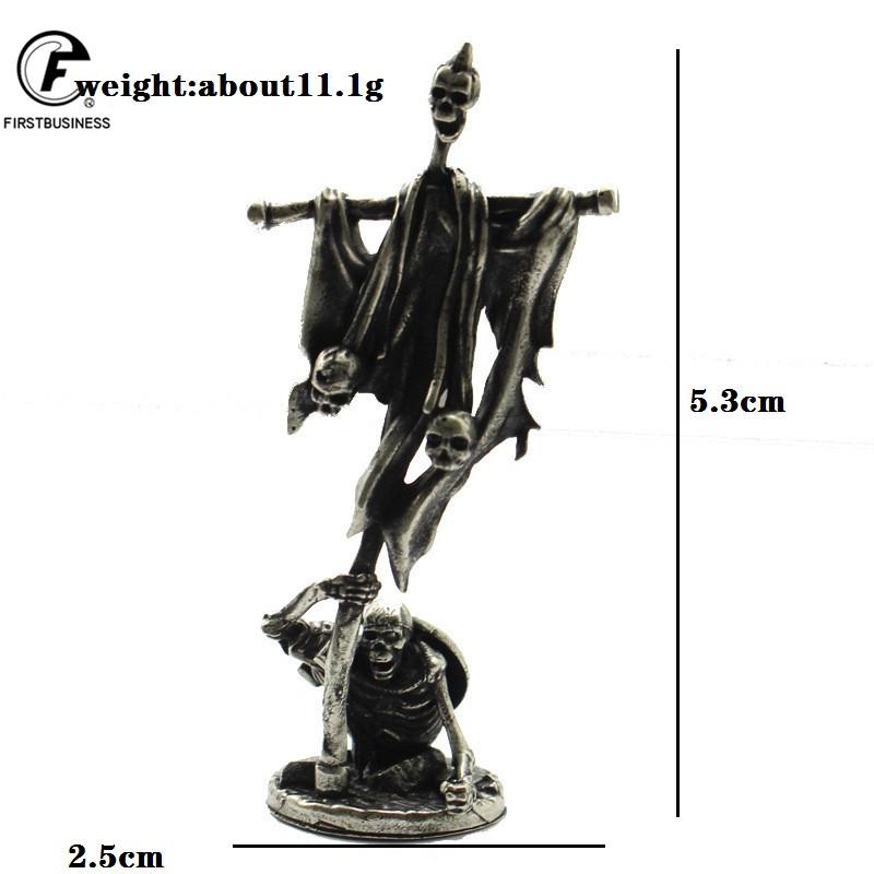 White Copper Undead Skeleton Legion Soldiers Model Figures Miniatures Desktop Ornaments Vintage Metal Statue Decoration Toys