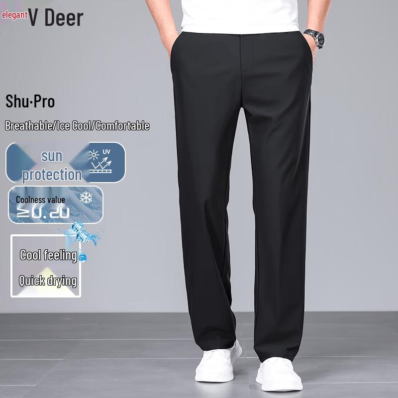 Yalu Men's Ice Silk Breathable Business Casual Pants