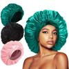 Satin Cap Silk Cap for Sleep Double Layered Satin Lined Hair Cap with Tie Bonnets for Women Natural Curly Hair 3pcs