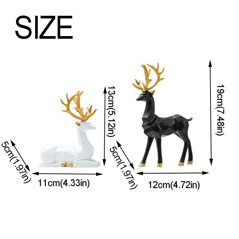 2Pcs Elegant Creative Deer Desktop Ornament Modern Cute Christmas Deer Statue Durable Exquisite Elk Home Decor Mantle Display