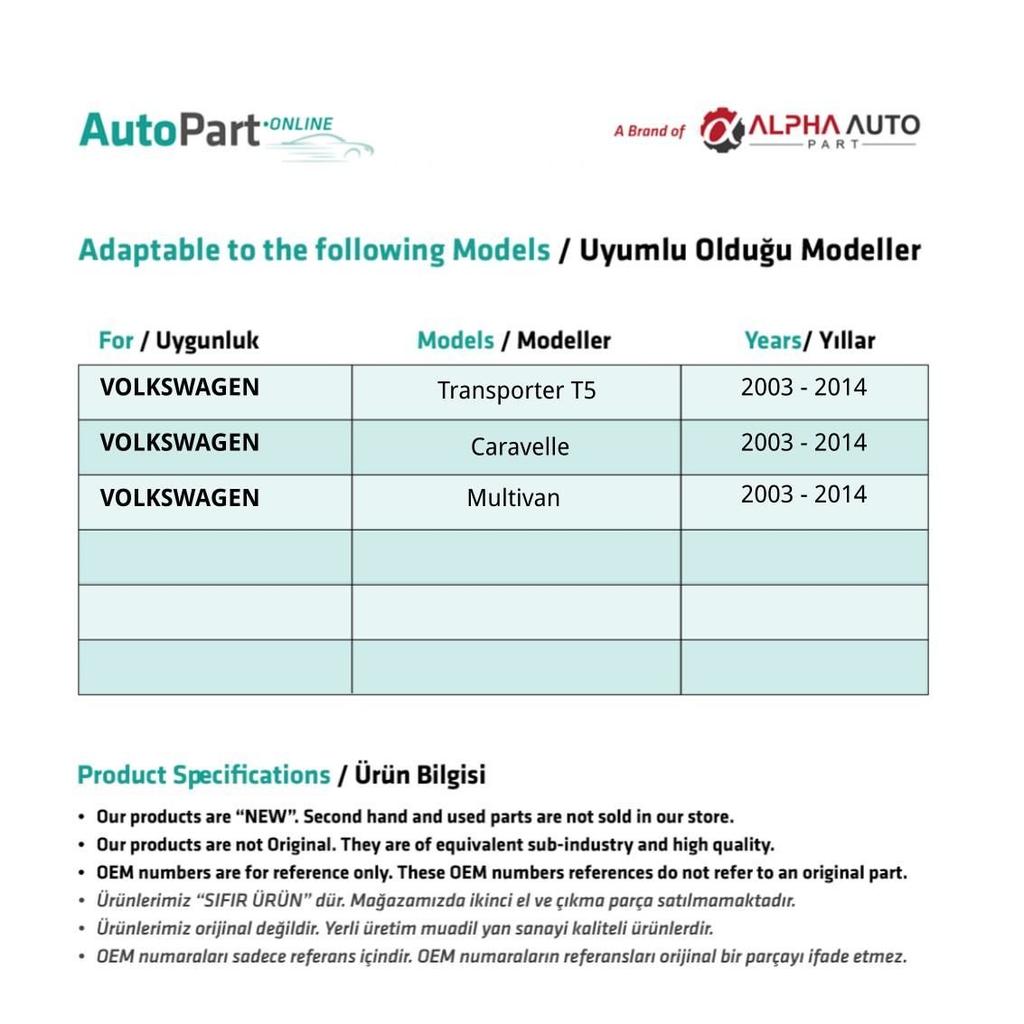 Bagageluckelås-kugghjul för Vw Transporter T5, Caravelle, Multivan