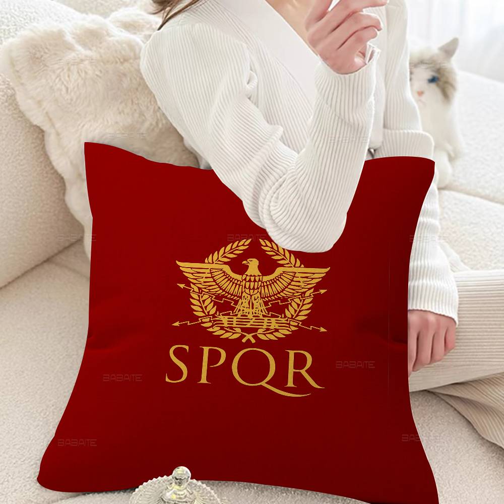 Roman S-SPQRS Pillow Covers Cartoon Sofa Decorative Home Double-sided Printing Short Plush Cute Cushion Cover