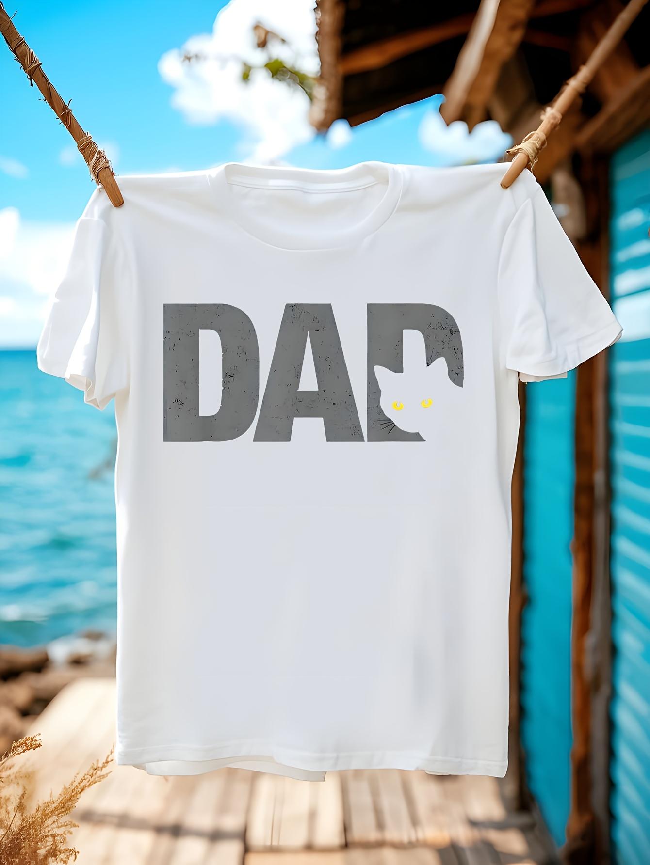 Cat Dad Graphic Tee Funny Pet Father Shirt with Bold DAD ... M