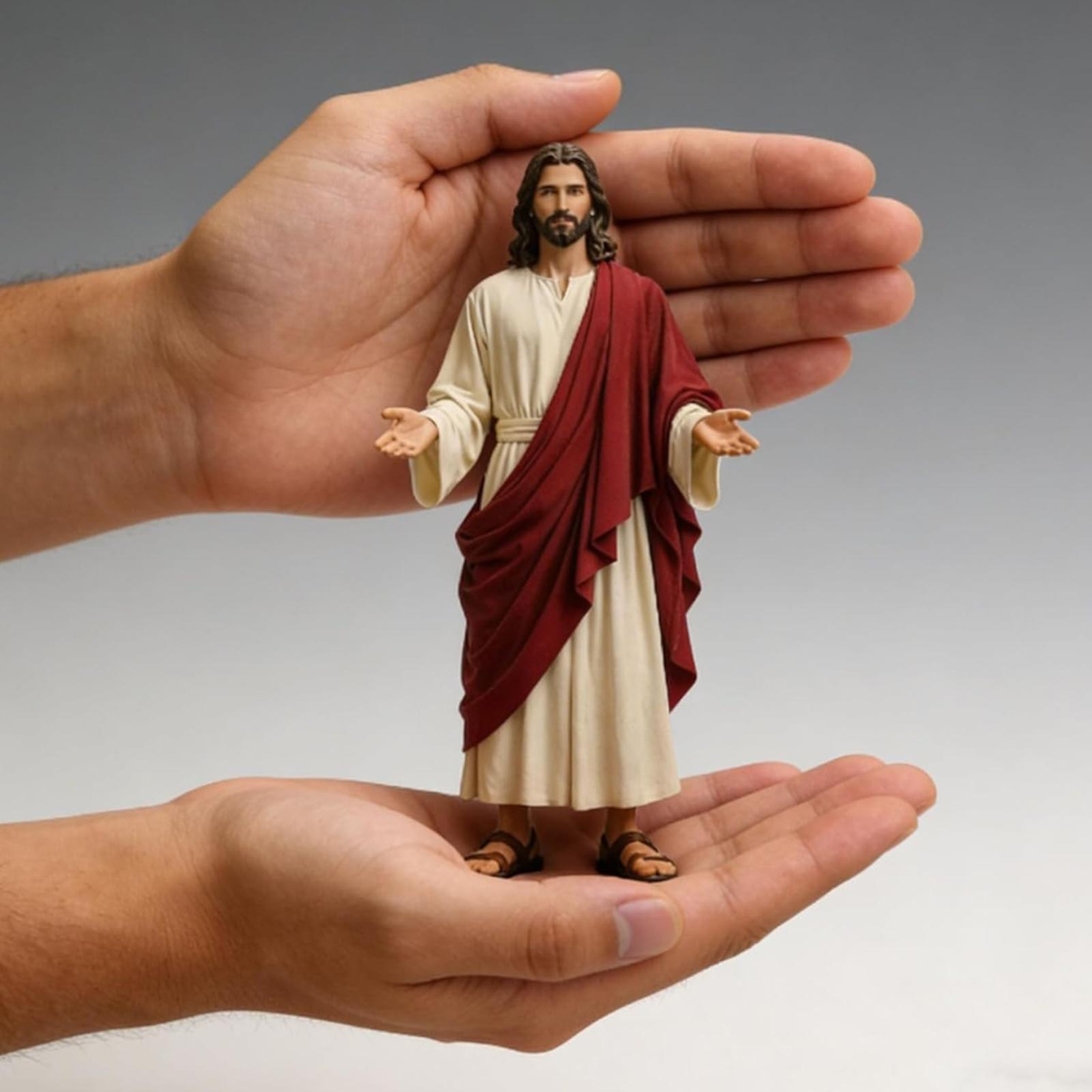 13 cm Jesus Christus Statue mit Stoffgewand & Sandalen Jesus liebt dich Figuren Religiöse Dekoration für Heimdekoration China Mainland brown