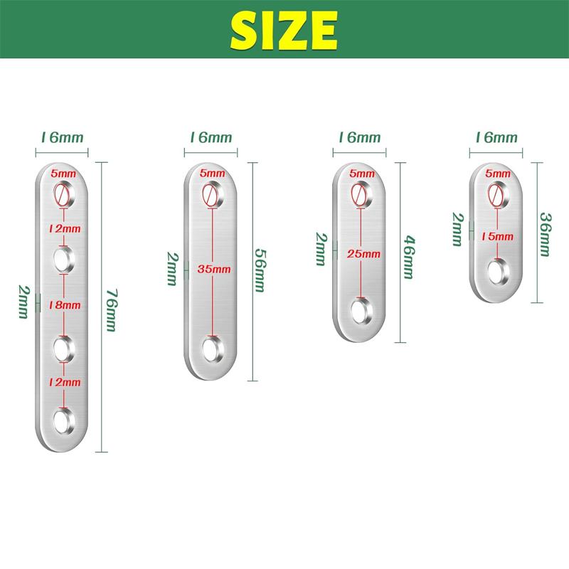 20pcs Stainless Steel Corner Bracket Straight Brace Furniture Cabinet Shelves Repair Fix Connector