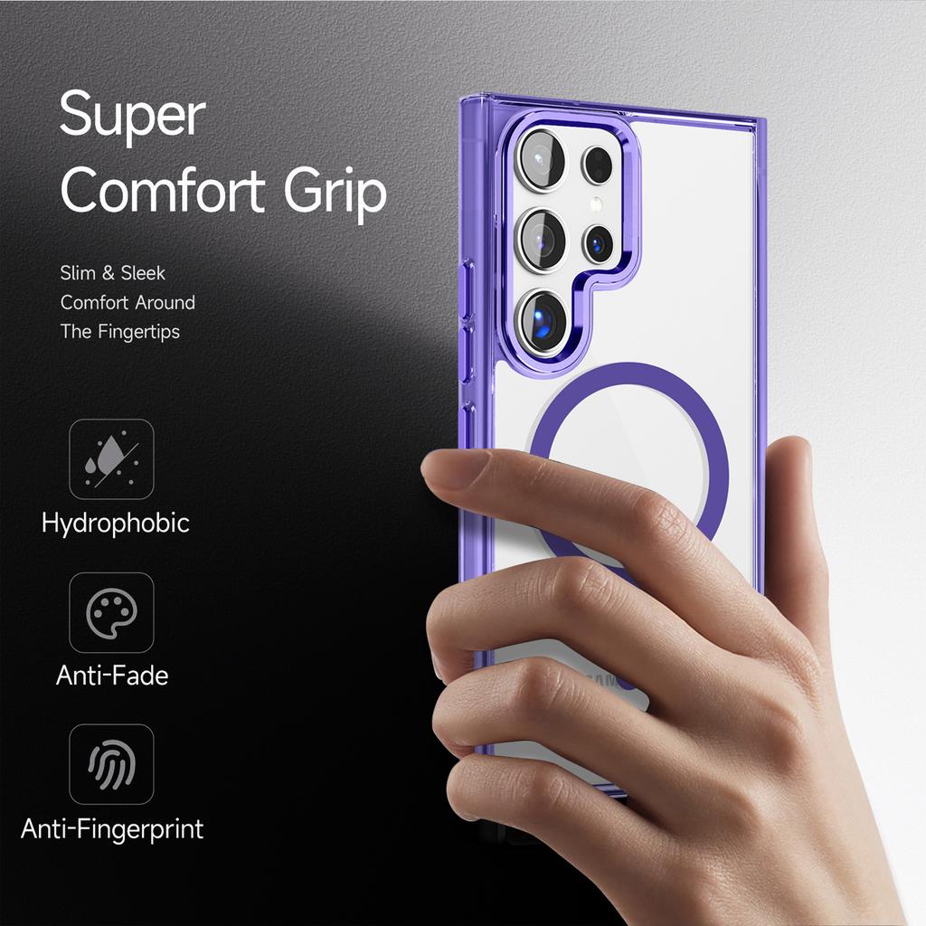 The Samsung S25Ultra Ice Color Transparent Magnetic Charging Phone Case Is Compatible with The S24FE Shockproof A16 Foreign Trade Protective Case
