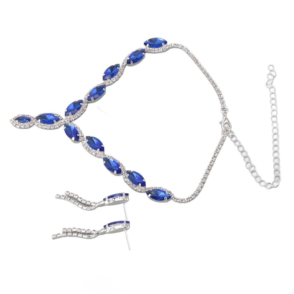 Bridal Wedding Jewelry Set Elegant Sparkling Lightweight Rhinestone Necklace Dangle Earrings Set