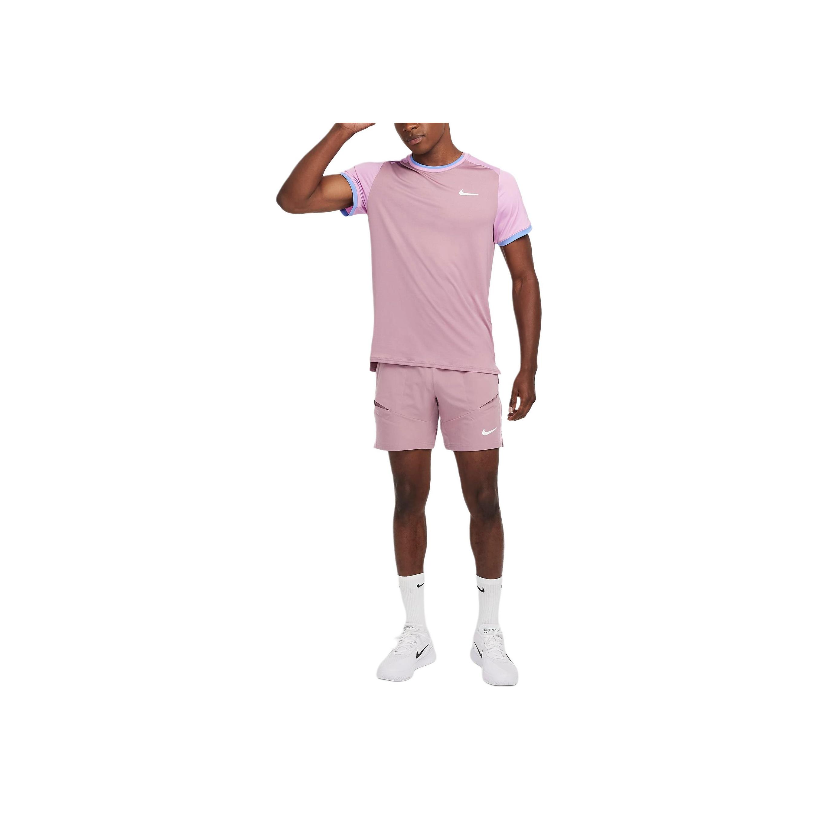 

Nike Court Advantage Dri-Fit Comfortable Breathable Stretch Short Sleeve Tennis Shirt Men Tops Dusty-Pink Royal-Pulse White FD5320-523 L