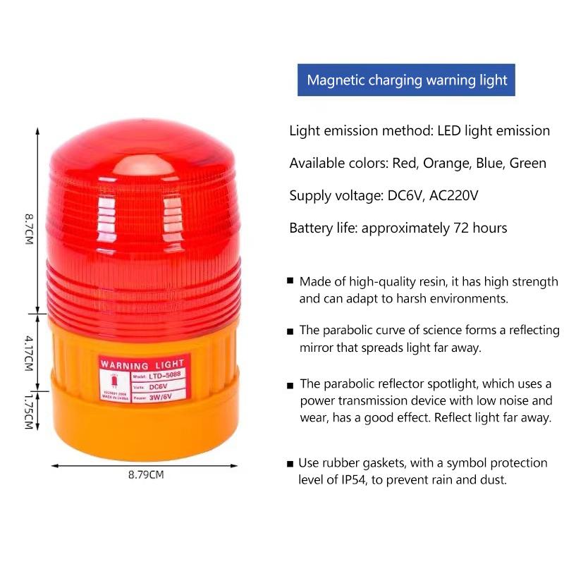 Magnetic Rechargeable LED Warning Light High Brightness Wide Lighting Range for Night Off-road Vehicle Emergency Safety