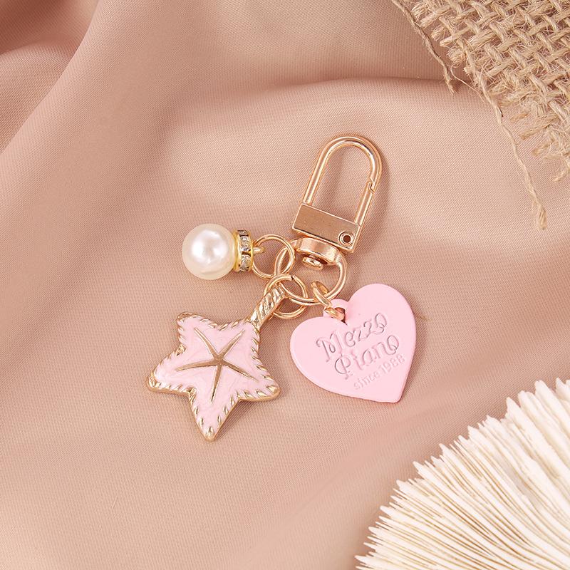 Bag Ornaments Elegant Heart Pearl Keyring Starfish Keychain Elegant Jewelry Party Gift Accessory For Gift