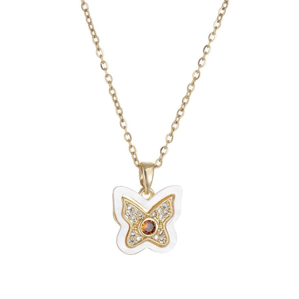 Women's Butterfly Zirconia Clavicle Necklace: Elegant, Fashionable, Titanium Steel Jewelry