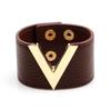 European & American Fashion PU Leather Women's Bracelet with Bold V Design