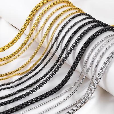 1Meter Fashion Long Box Chain Necklace Stainless Steel Basic Punk 2mm To 5mm Thick Chains Jewelry Gift for Men Women Wholesale