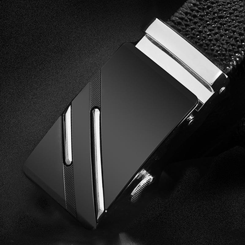 Men'S Cowhide Belt High-End Automatic Buckle Leather Belt Men'S Middle-Aged And Young Leisure Business Belt Men
