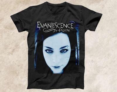חולצת טי שירט שחורה מכותנה כבדה וינטג' Evanescence Fallen, כל המידות, יוניסקס BL359