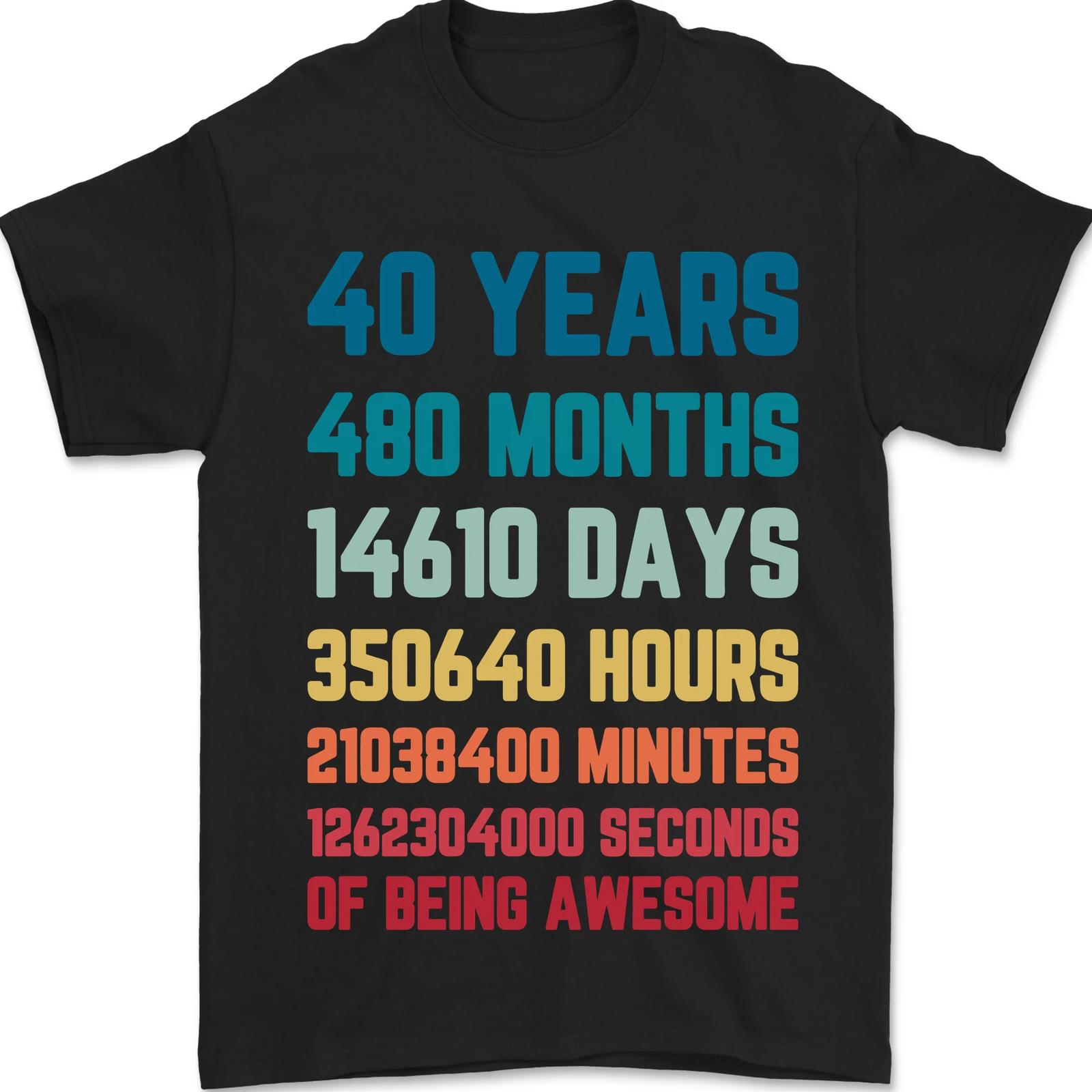 40th Cumpleaños 40 Años Hombre Camiseta 100% de Algodón XL