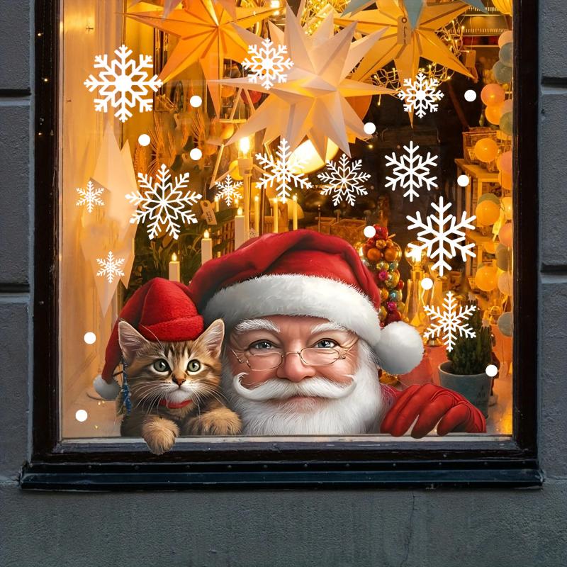 Duplicate Santa Claus Two-Faced Window Adhesive for Christmas Gathering Decorations