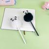 Panda Pompon Pen: Creative Cartoon Plush Pen for Students, Black & White Dual-Color, Cute Office Decoration