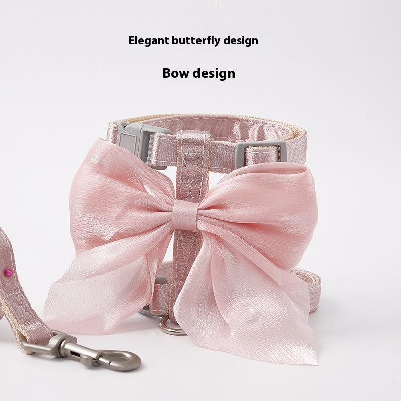[PLUM]Cute Bowknot Cat Harness And Leash Adjustable Pet Harness With Traction Rope Kitten Puppy Rabbit Ferret