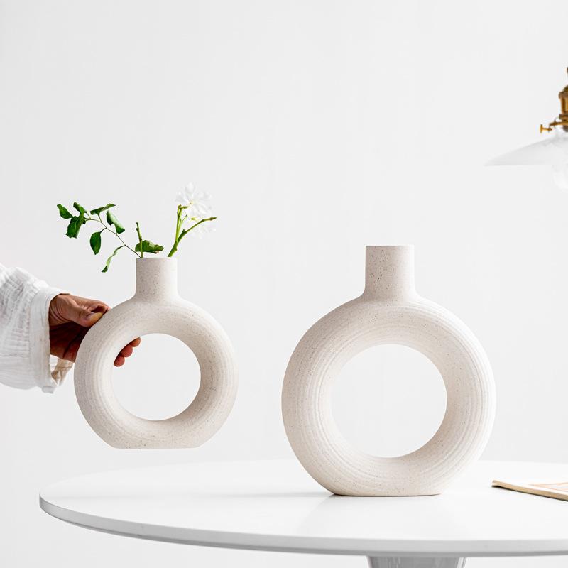 Indoor Home Ceramic Vase, Elegant And Simple Flower Arrangement, Nordic Style Ceramic Ornament