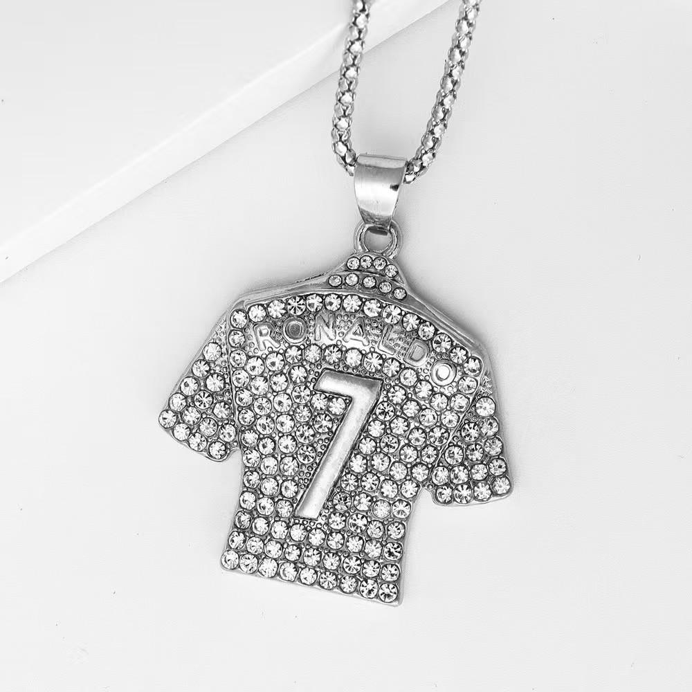 World Cup No. 7 Gold-Plated Jersey Pendant Necklace - European & American Style, Fashionable & Unique Design.