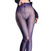 Sexy Women Open Crotch Oil Glossy Shiny Sockings Thin High Waist Shaping Pantyhose Sheer See Through Maid Tights Stockings