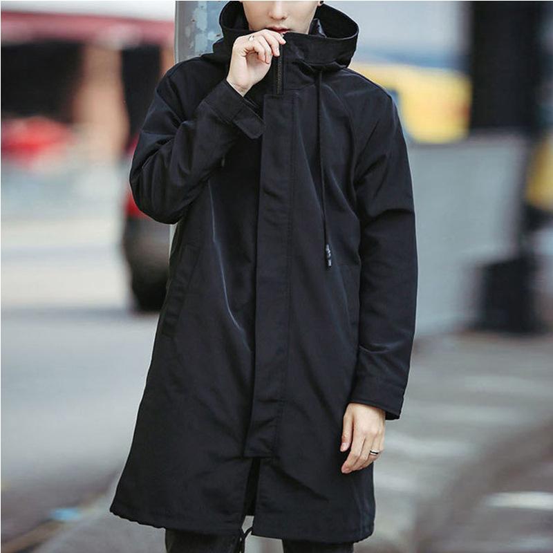 Spring and Autumn Men's Casual Mid-length Hooded Windbreaker