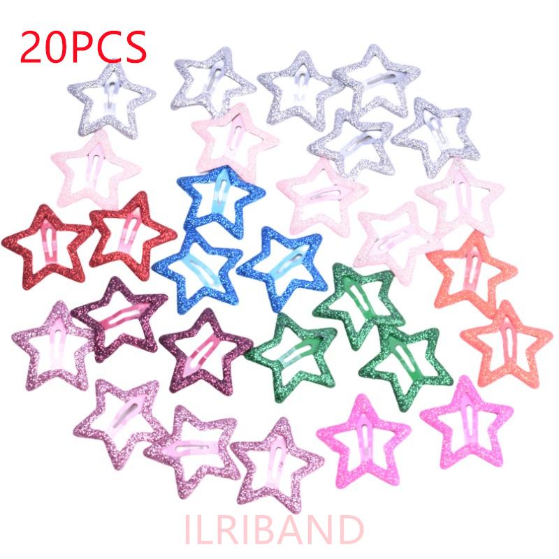 20pcs/lot 3CM Mini Star Hair Clip Kids Glitter Metal Hair Clips Barrettes Hairpins Girls Hair Accessories Headwear Styling Tools