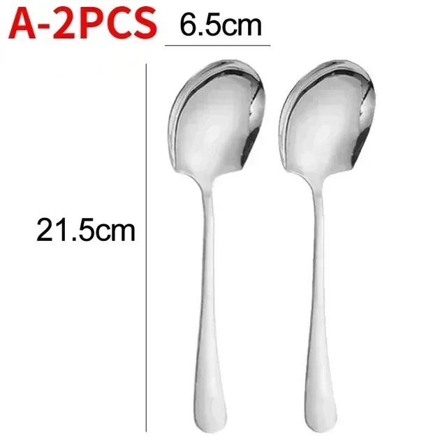 Large Stainless Steel Spoon Long Handle Spoons Kitchen Cutlery Porridge Soup Watermelon Scoops Restaurant Public Spoon Tableware