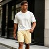 Herrshorts, Casual, Randiga, Linne, Elastisk Midja, Dragsko, Sommar, Strandshorts, Med Fickor, Lös Passform, Bomullslinne Shorts