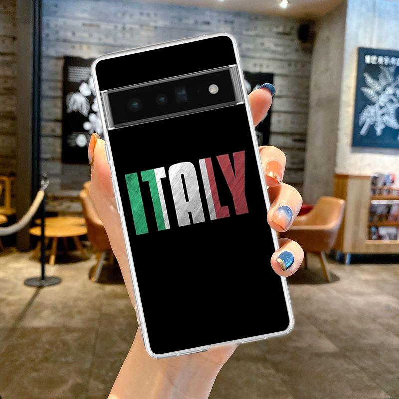 

ITALY Flag Phone Case For Google Pixel 9 Pro XL 8 7 6 Pro 8A 7A 6A 5 4 5A 4A 3A XL 5G Silicone Shockproof Soft TPU Clear Cover Pixel 6A