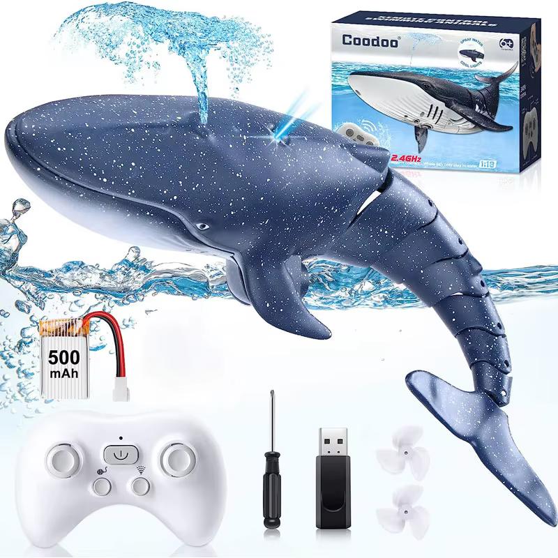 New Remote Control Whale Toy Remote Control Whale Shark 2.4G Water Spray Simulation Model Whale Children s Toy Gift синий