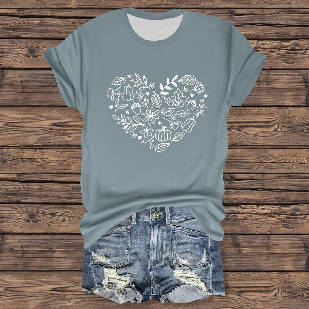 Lässiges bedrucktes T-Shirt für Damen, Rundhalsausschnitt, Pullover, kurzärmelig