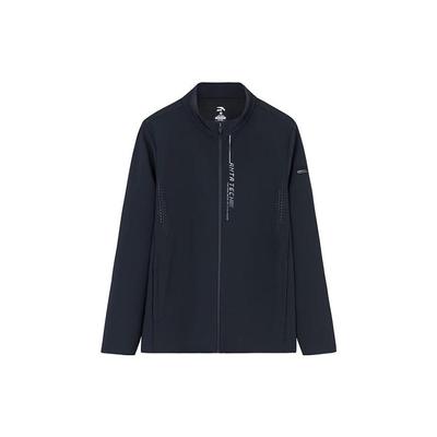 Anta Training Series Letter Print Knitted Sports Jacket Men Jackets Basic-Black 152337712-2