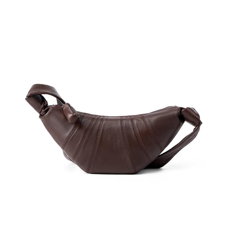 Niche first-layer lambskin diagonal span Lazy croissant leather single shoulder diagonal span dumpling bag girl