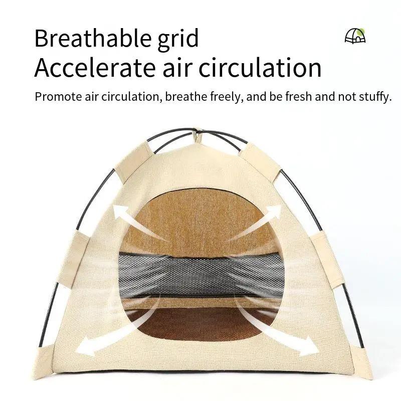 Enclosed Cat Tent Bed With Cushion, Indoor Warm Pet House For Small Cats And Kittens