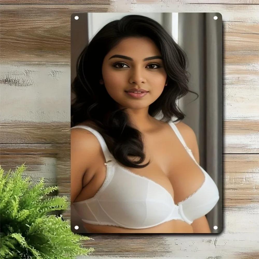 Metal Wall Art Woman Portrait Iron Plaque for Home Bar Cafe Decor Wall Decor