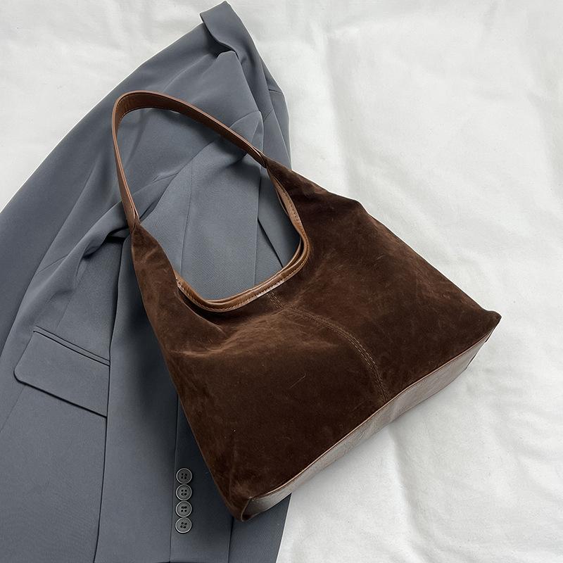 Handbag Solid Color Retro Simple Fashion Shoulder Bag Casual Texture Fashionable Large Capacity Tote Bag
