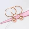 Exquisite Russian Purple Gold Korean Version Peach Heart Simple Earrings Plated Rose Gold Color Gold Heart-Shaped Glossy Love Earrings