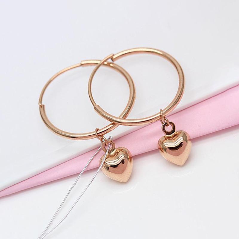 Exquisite Russian Purple Gold Korean Version Peach Heart Simple Earrings Plated Rose Gold Color Gold Heart-Shaped Glossy Love Earrings