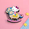 Aimant pour réfrigérateur Cheval à bascule Chat rose Kawaii – Décoration métallique double couche Personnage d'anime