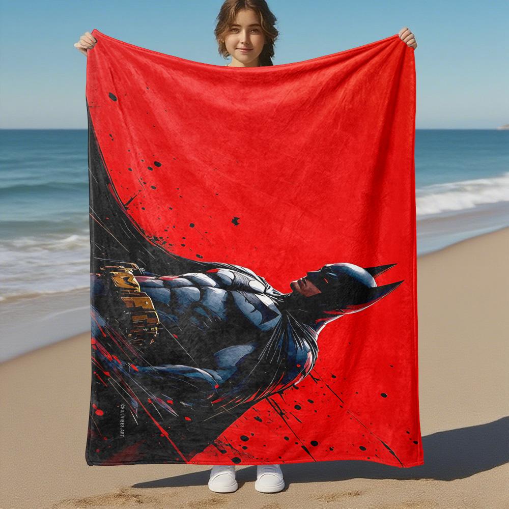 1pc BATMAN Outdoor Blanket - Throw Blanket, Soft , Flannel Blankets, Living Room, Travel, Camping C1209024