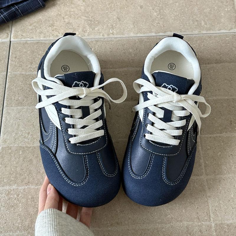 

Ретро немецкие тренировочные кроссовки женские новые весенне-осенние универсальные студенческие ins повседневные кеды 40 темно-синий