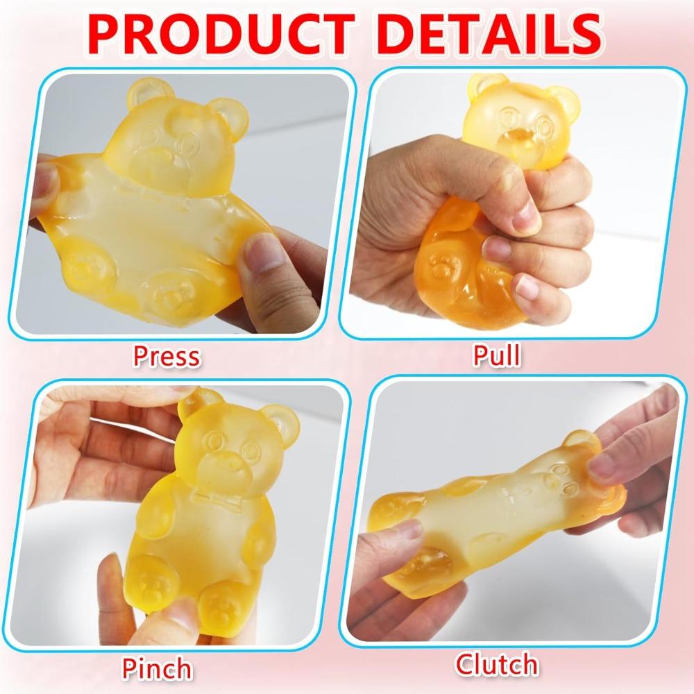 Squishy Gummy Bear Squeeze Toy - Stress Relief Fidget Sensory Toys, Soft Slow-Rebound Squishies for Anxiety, Hand Therapy