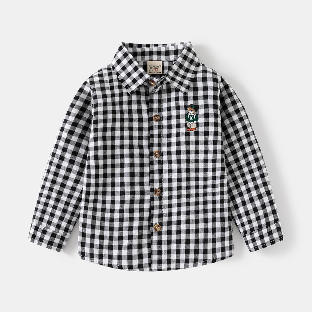 Children's Fashion Long-sleeved Shirt Boys Casual Lapel Shirt