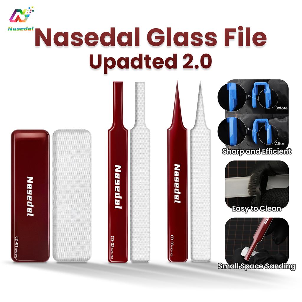 Nasedal Glass File Updated 2.0 Washable for Gunpla Scale Model DIY Nub Mirror Polishing Small Flat Surface Sanding Tool #600-800