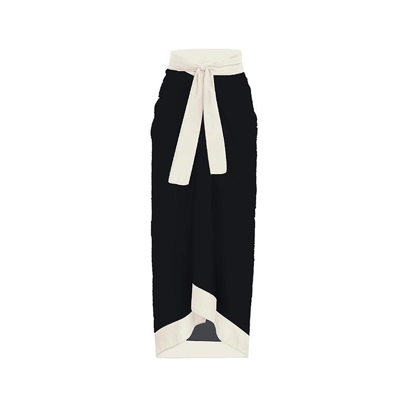 European & American Vacation Style Casual Midi Skirt with Tie-up Design