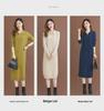 2024 Autumn-Winter Women's Korean Style Knitted Lapel Sweater Dress - Over the Knee, Medium-Length, Loose Fit